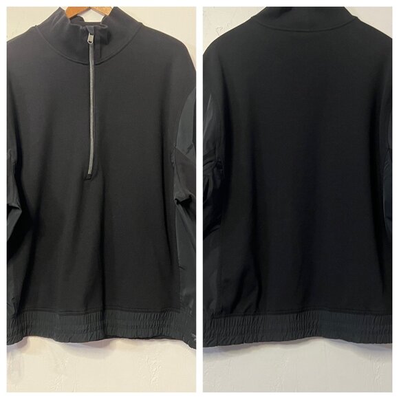 Athleta Triumph Hybrid Sweatshirt XL Black 1/2 Zip Athleisure Preppy Casual - Picture 1 of 16